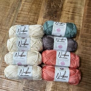 YARN DESTASH!!! 8 skeins of LionBrand Nuboo Yarn, multiple colors